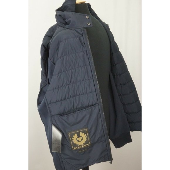 Belstaff Nevis Dark Navy Quilted Hooded Jacket Sz 48 Brand New W Tags - Picture 9 of 10